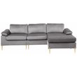Devion Furniture Modern Velvet Sectional Sofa in Gray/Gold legs