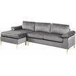 Devion Furniture Modern Velvet Sectional Sofa in Gray/Gold legs