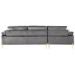 Devion Furniture Modern Velvet Sectional Sofa in Gray/Gold legs