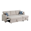 Reversible Fabric Sleeper Sofa Bed & Chaise with Cup Holder-Beige