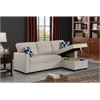 Reversible Fabric Sleeper Sofa Bed & Chaise with Cup Holder-Beige