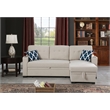 Reversible Fabric Sleeper Sofa Bed & Chaise with Cup Holder-Beige