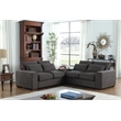 123.24'' Fabric Square Arm Modular Reversible Sectional Sofa & Ottoman-Dark Gray