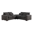 123.24'' Fabric Square Arm Modular Reversible Sectional Sofa & Ottoman-Dark Gray