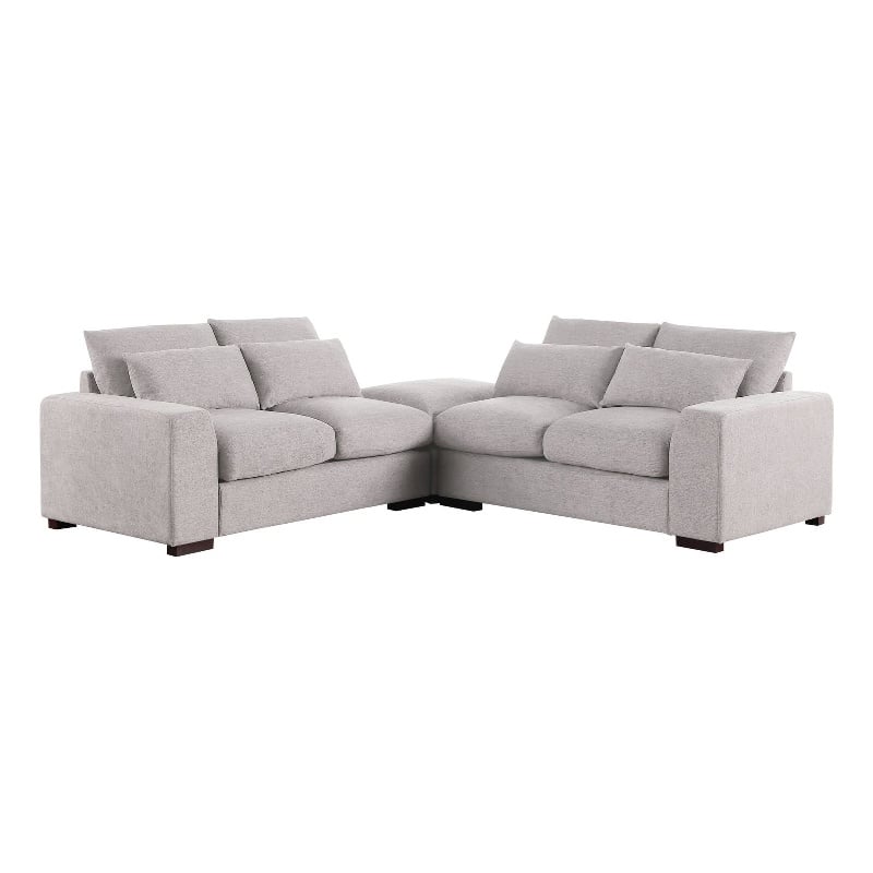 123.24'' Fabric Square Arm Modular Reversible Sectional Sofa & Ottoman-LightGray