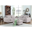 Reversible Modular Sectional Fabric Sofa With Two Ottoman-Light Gray