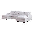 Reversible Modular Sectional Fabric Sofa With Two Ottoman-Light Gray