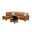 Devion Furniture Faux Leather Sectional Sofa with Ottoman-Brown