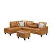 Devion Furniture Faux Leather Sectional Sofa with Ottoman-Brown