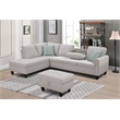 Devion Furniture Polyester Fabric Sectional Sofa with Ottoman-Light Gray