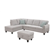 Devion Furniture Polyester Fabric Sectional Sofa with Ottoman-Light Gray