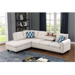 Devion Furniture Polyester Fabric Sectional Sofa with Ottoman-Beige