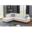 Devion Furniture Polyester Fabric Sectional Sofa with Ottoman-Beige