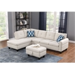 Devion Furniture Polyester Fabric Sectional Sofa with Ottoman-Beige