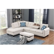 Devion Furniture Polyester Fabric Sectional Sofa with Ottoman-Beige