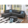 Devion Furniture Polyester Fabric Sectional Sofa with Ottoman-Gray