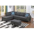 Devion Furniture Polyester Fabric Sectional Sofa with Ottoman-Gray