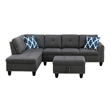 Devion Furniture Polyester Fabric Sectional Sofa with Ottoman-Gray