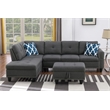 Devion Furniture Polyester Fabric Sectional Sofa with Ottoman-Gray
