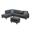 Devion Furniture Polyester Fabric Sectional Sofa with Ottoman-Gray
