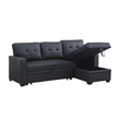 Devion Furniture Faux Leather Reversible Sleeper Sectional Sofa-Black