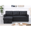 Devion Furniture Faux Leather Reversible Sleeper Sectional Sofa-Black