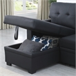 Devion Furniture Faux Leather Reversible Sleeper Sectional Sofa-Black