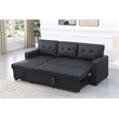 Devion Furniture Faux Leather Reversible Sleeper Sectional Sofa-Black