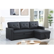 Devion Furniture Faux Leather Reversible Sleeper Sectional Sofa-Black