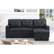 Devion Furniture Faux Leather Reversible Sleeper Sectional Sofa-Black