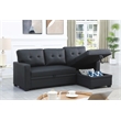 Devion Furniture Faux Leather Reversible Sleeper Sectional Sofa-Black