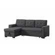 Fabric Reversible Modern Side Compartment Sleeper Sectional Sofa Bed-Dark Gray