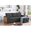 Fabric Reversible Modern Side Compartment Sleeper Sectional Sofa Bed-Dark Gray