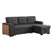 Fabric Reversible Modern Side Compartment Sleeper Sectional Sofa Bed-Dark Gray
