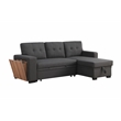 Fabric Reversible Modern Side Compartment Sleeper Sectional Sofa Bed-Dark Gray