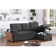 Fabric Reversible Modern Side Compartment Sleeper Sectional Sofa Bed-Dark Gray