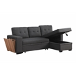 Fabric Reversible Modern Side Compartment Sleeper Sectional Sofa Bed-Dark Gray