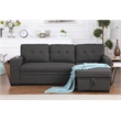 Fabric Reversible Modern Side Compartment Sleeper Sectional Sofa Bed-Dark Gray