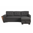 Fabric Reversible Modern Side Compartment Sleeper Sectional Sofa Bed-Dark Gray