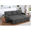 Fabric Reversible Modern Side Compartment Sleeper Sectional Sofa Bed-Dark Gray