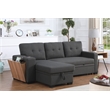 Fabric Reversible Modern Side Compartment Sleeper Sectional Sofa Bed-Dark Gray