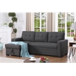 Fabric Reversible Modern Side Compartment Sleeper Sectional Sofa Bed-Dark Gray