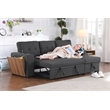 Fabric Reversible Modern Side Compartment Sleeper Sectional Sofa Bed-Dark Gray
