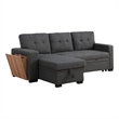 Fabric Reversible Modern Side Compartment Sleeper Sectional Sofa Bed-Dark Gray
