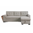 Fabric Reversible Modern Side Compartment Sleeper Sectional Sofa Bed-Light Gray