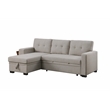 Fabric Reversible Modern Side Compartment Sleeper Sectional Sofa Bed-Light Gray