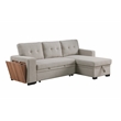 Fabric Reversible Modern Side Compartment Sleeper Sectional Sofa Bed-Light Gray
