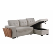 Fabric Reversible Modern Side Compartment Sleeper Sectional Sofa Bed-Light Gray