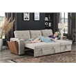 Fabric Reversible Modern Side Compartment Sleeper Sectional Sofa Bed-Light Gray