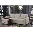 Fabric Reversible Modern Side Compartment Sleeper Sectional Sofa Bed-Light Gray